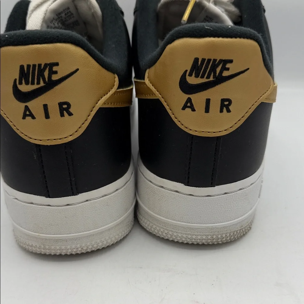 Nike Air Force 1 White and Black Sneakers with Gold Accents - Picture 6 of 7